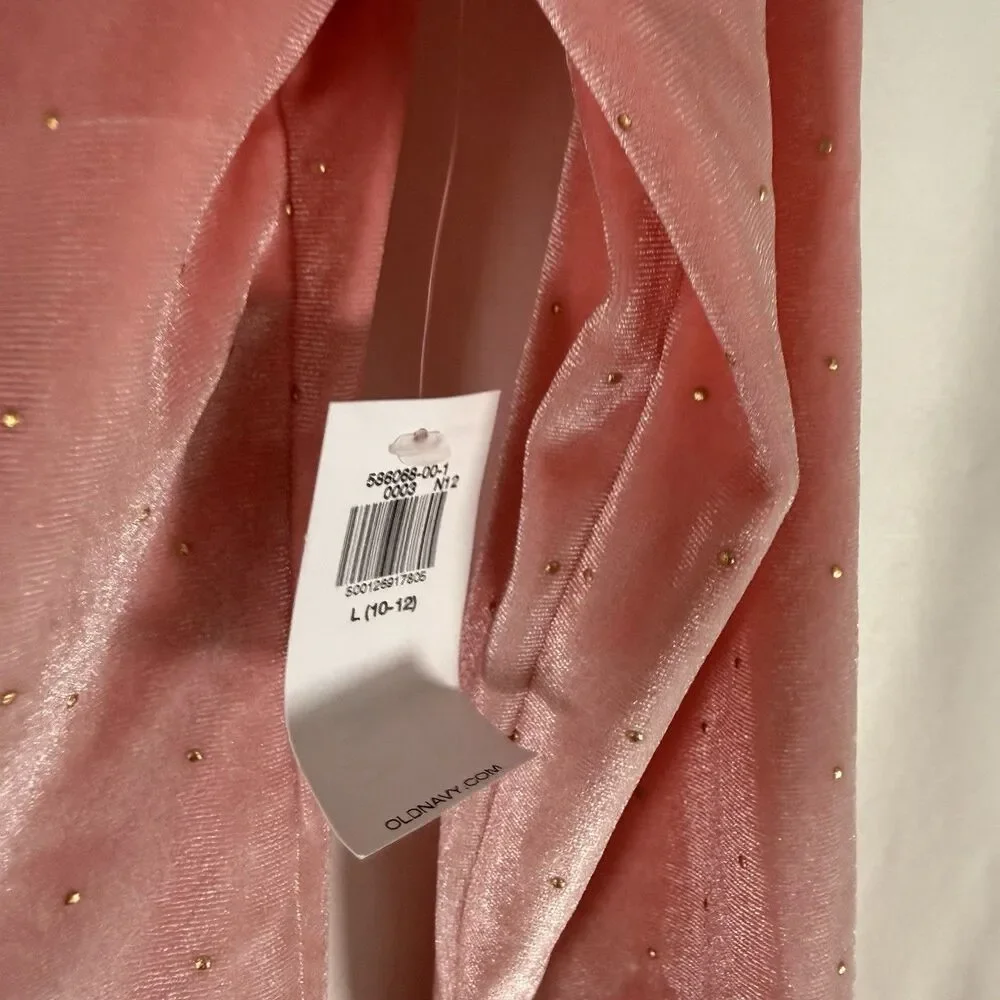New Old Navy Velvet Shirt Girls Large 10-12 Pink Long Sleeve Crew Neck